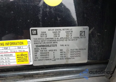 2014 Buick Enclave Leather from USA, damaged, VIN 5GAKRBKD3EJ272376